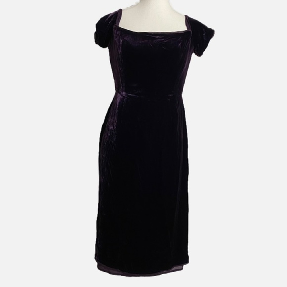 BCBGMaxAzria Karen Purple Velvet‎ Off-The-Shoulder Dress